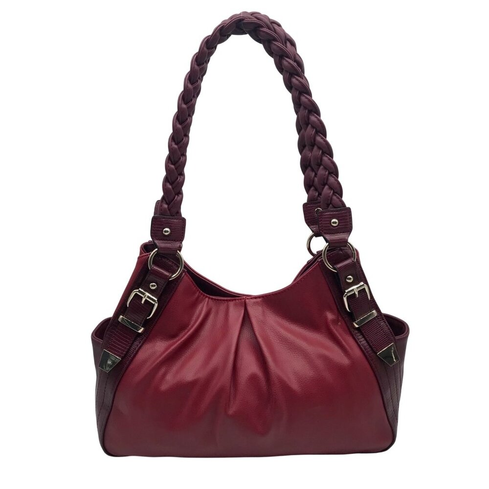 APT.9 Red Faux Leather Satchel Bag